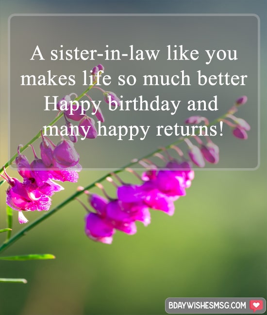 A sister-in-law like you makes life so much better. Happy birthday and many happy returns!